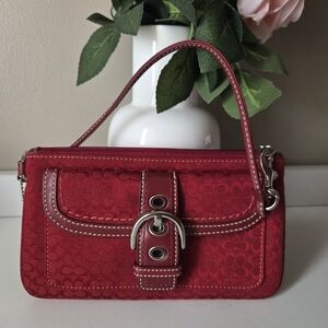 Coach Red Clutch with Buckle Detail